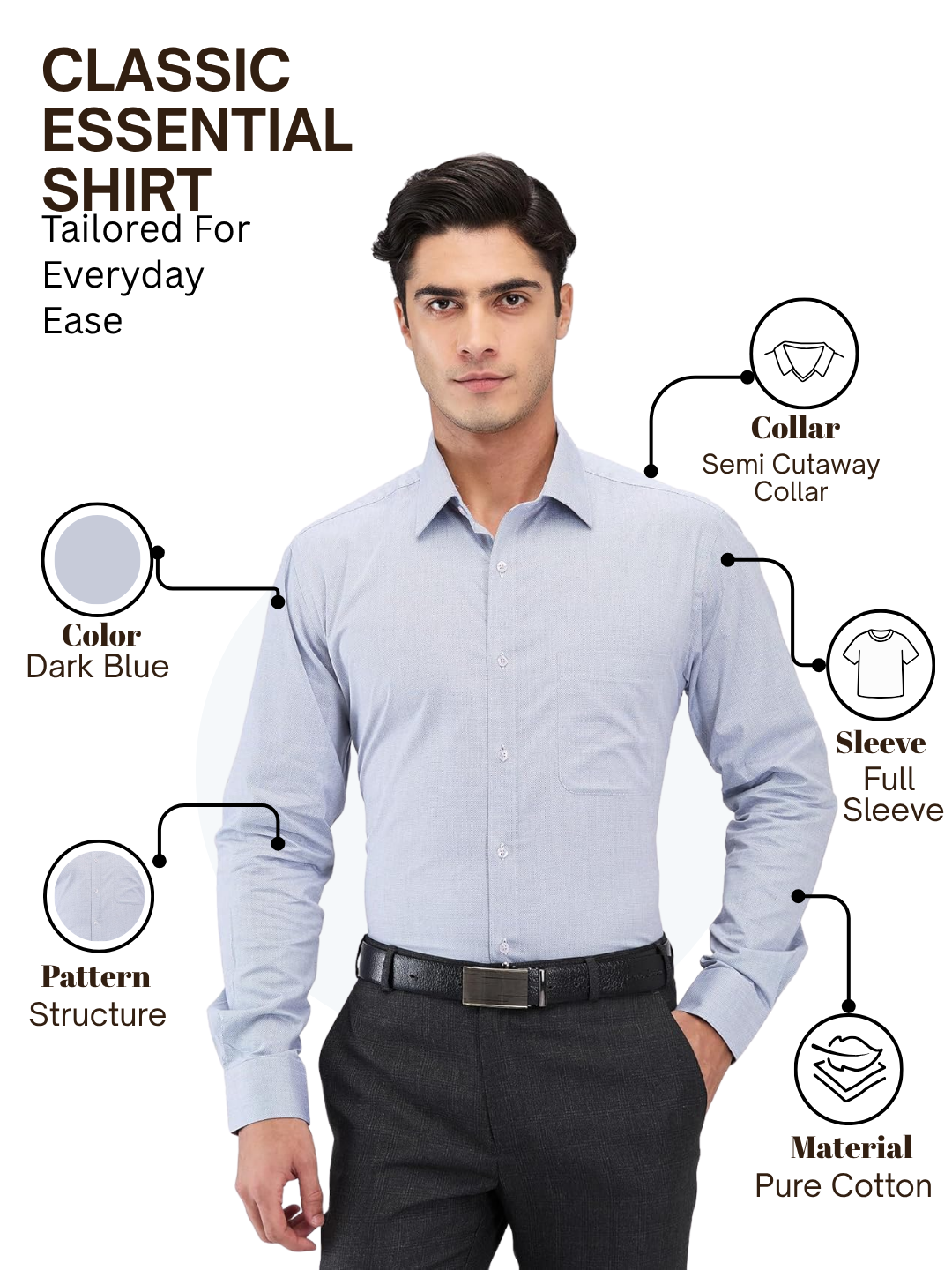 Raymond Men Blue Slim Fit Structure Formal Shirt