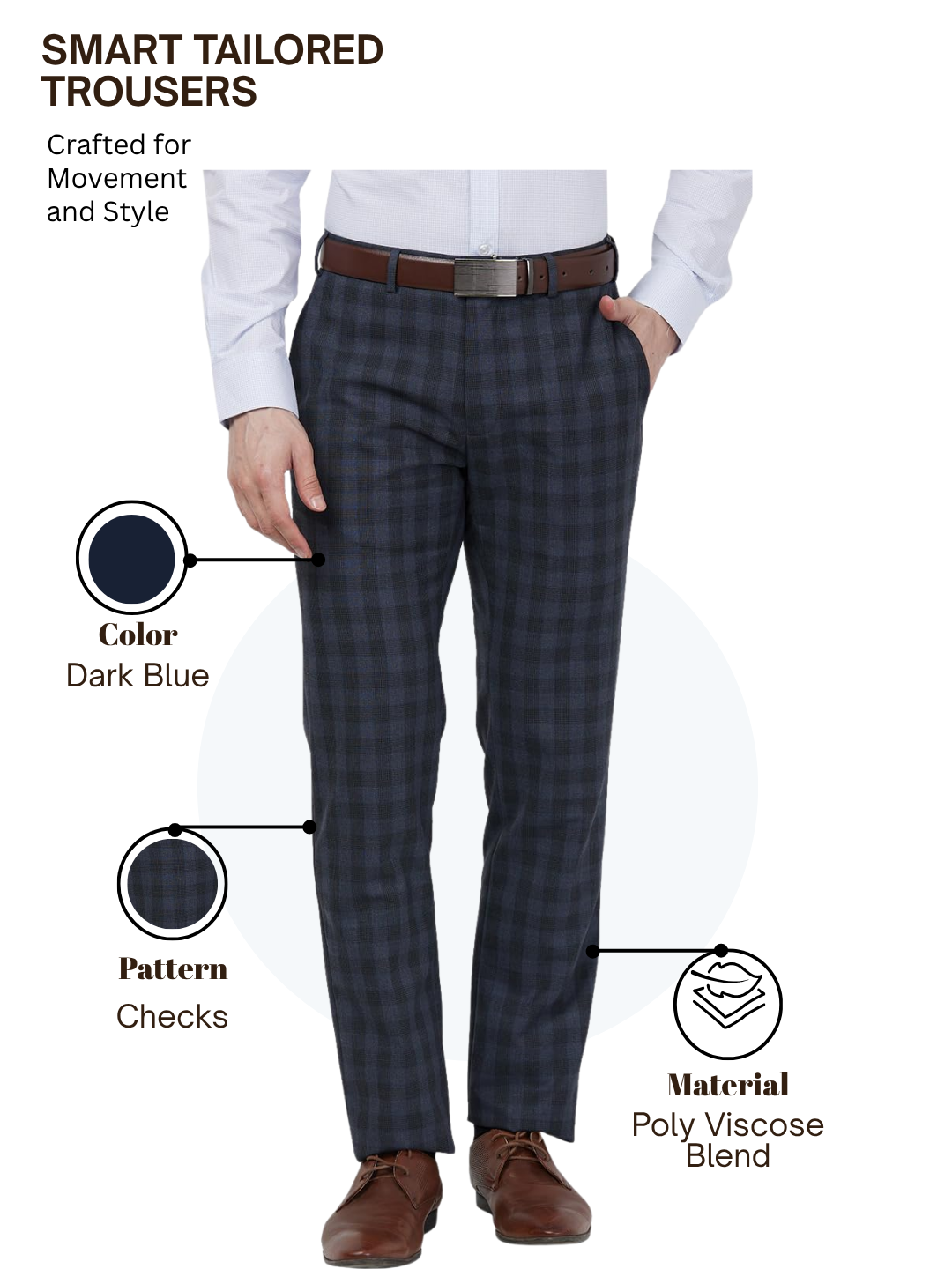 Raymond Men Blue Slim Fit Checks Trouser