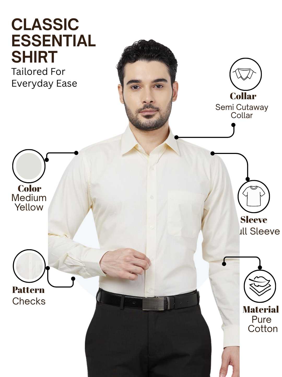 Raymond Men Yellow Slim Fit Checks Formal Shirt