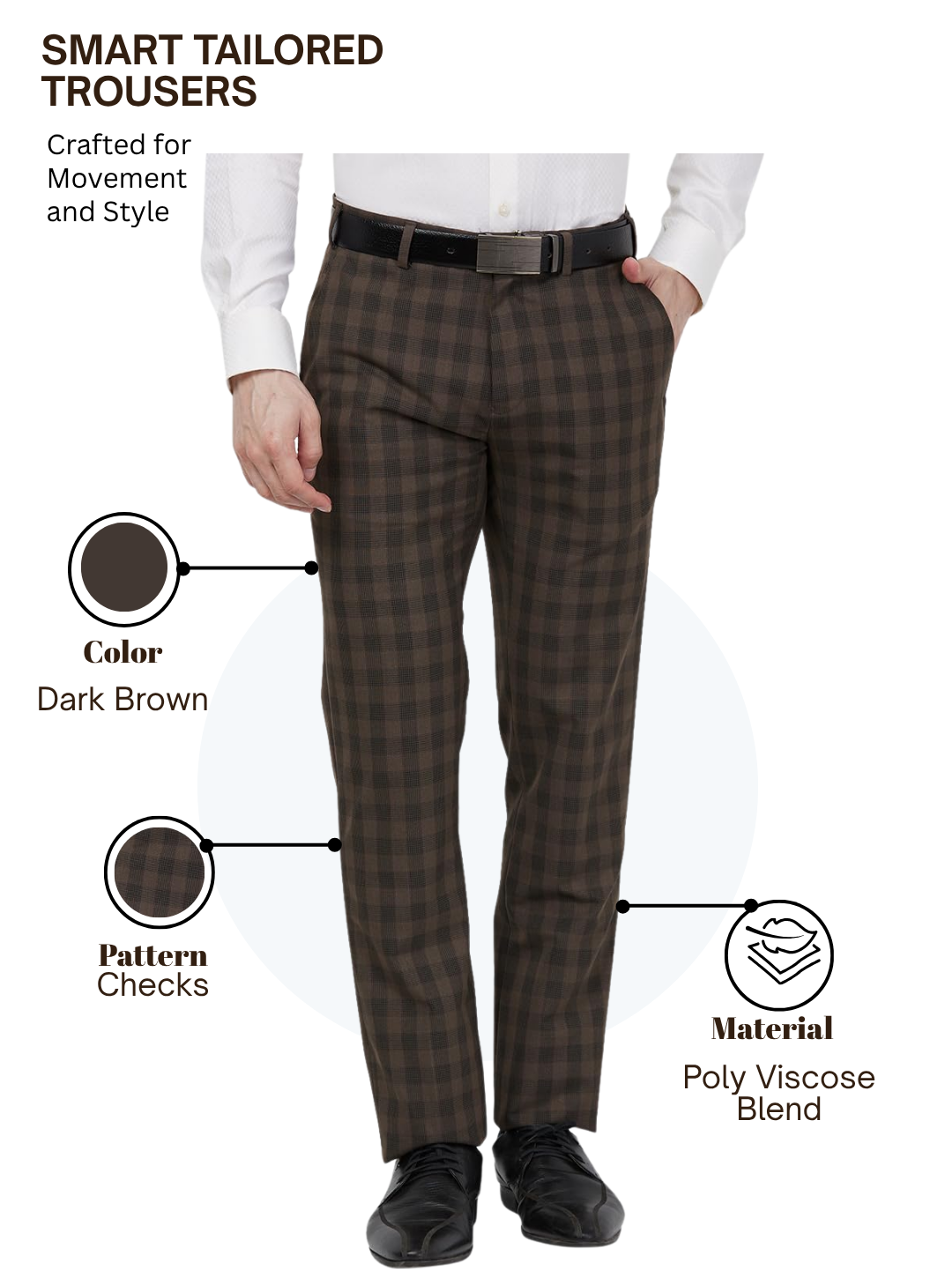 Raymond Men Brown Slim Fit Checks Trouser