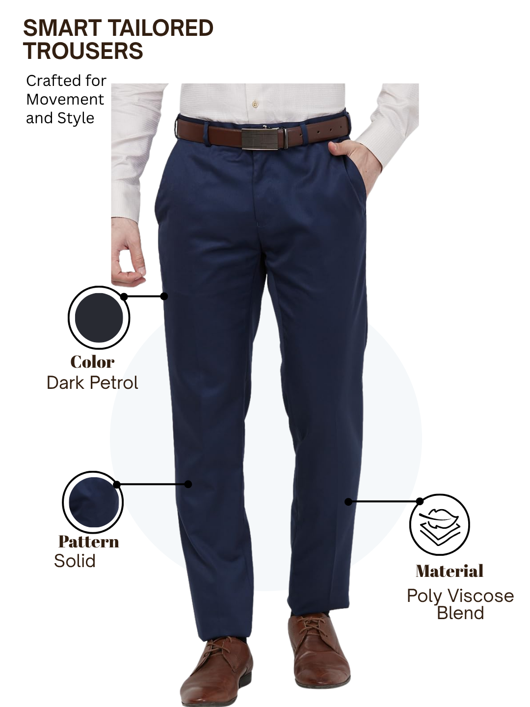 Raymond Men Blue Slim Fit Solid Trouser