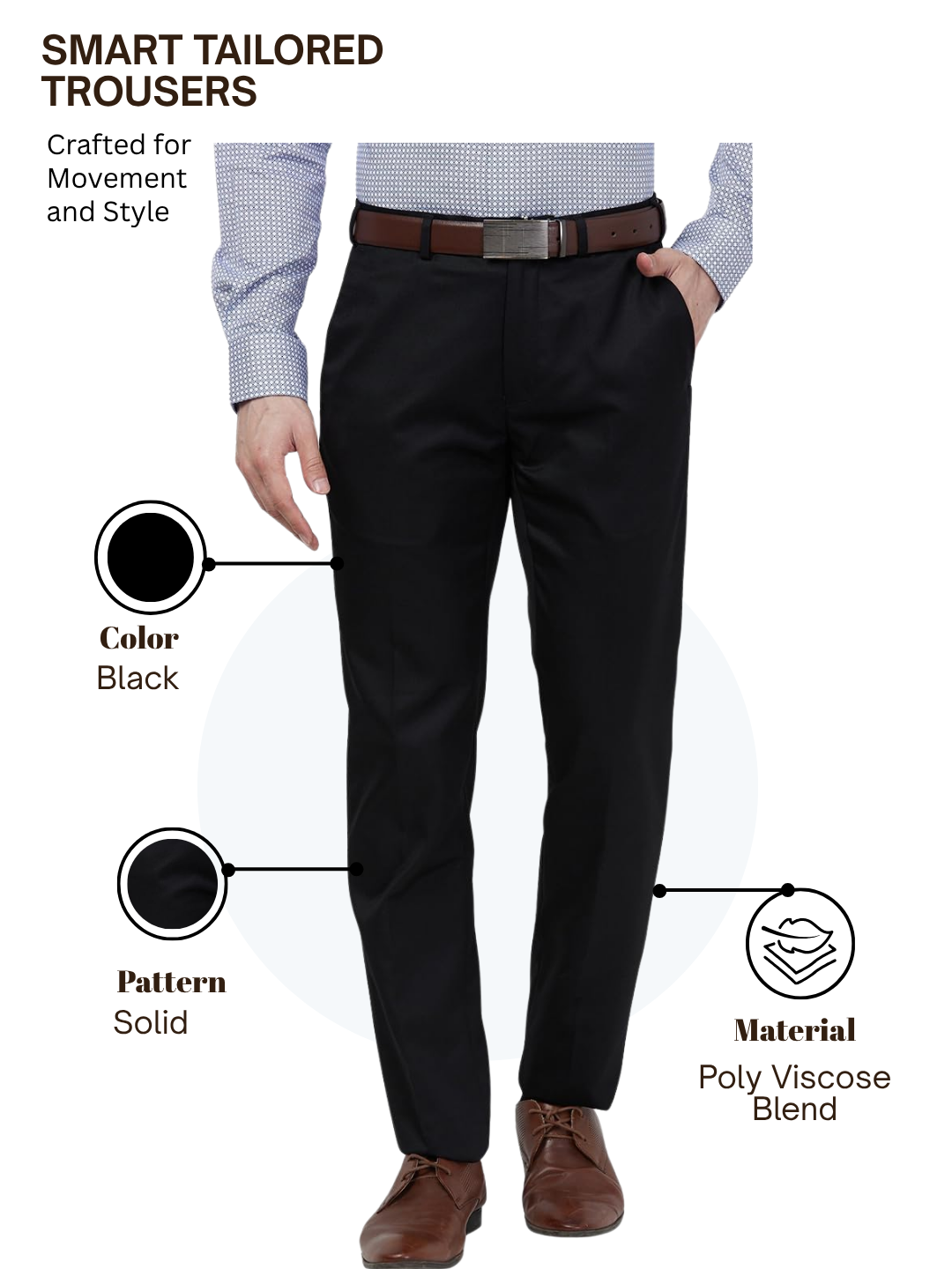 Raymond Men Black Slim Fit Solid Trouser