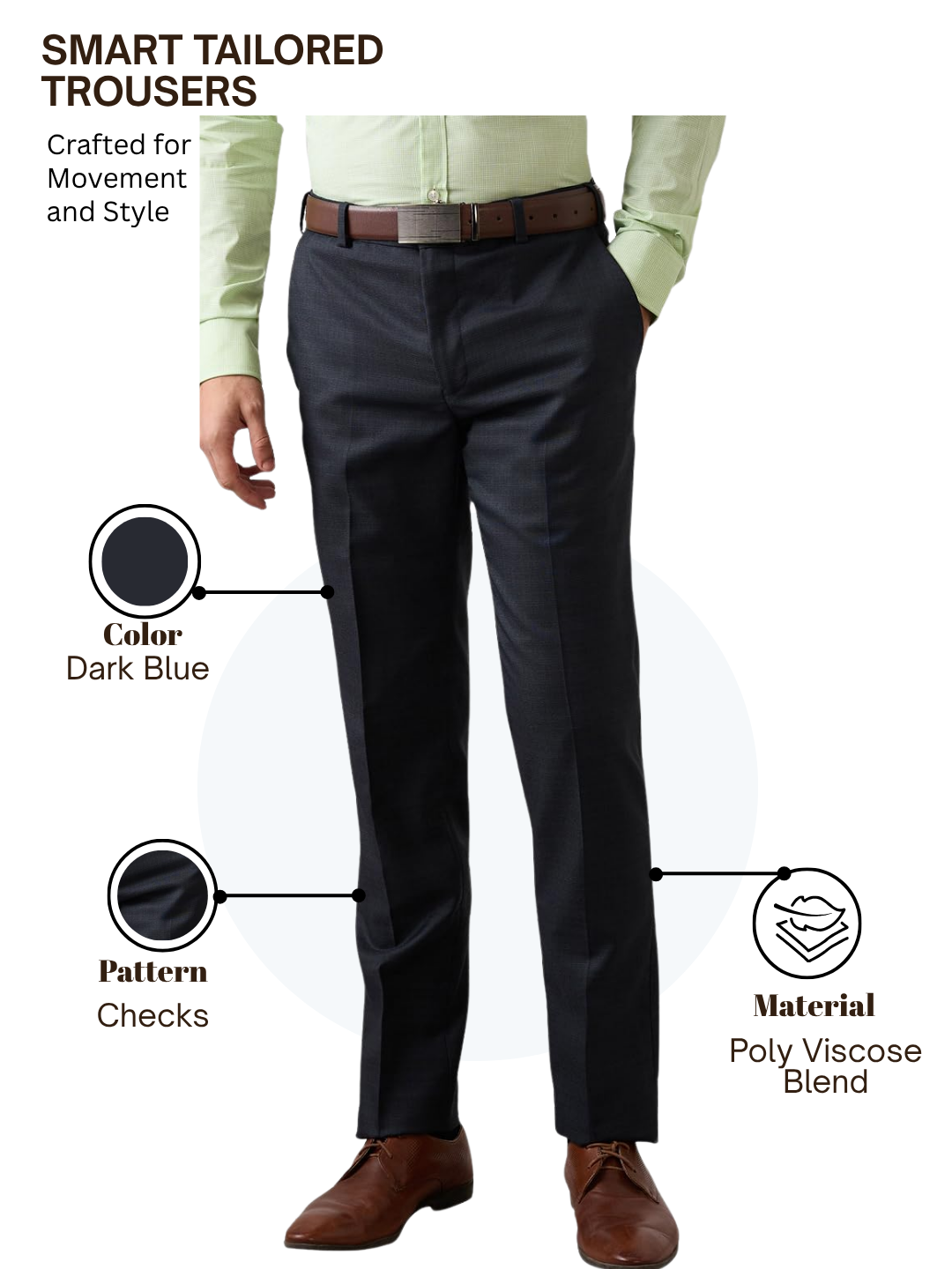 Raymond Men Blue Slim Fit Checks Trouser