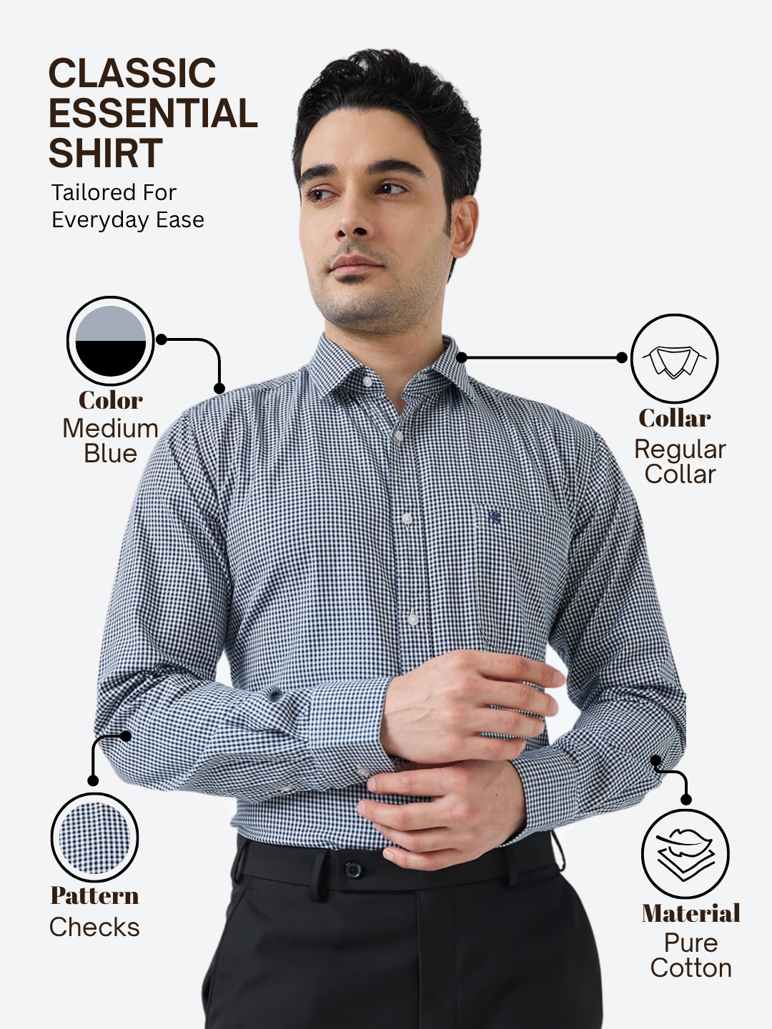 Raymond Men Blue Slim Fit Checks Casual Shirt