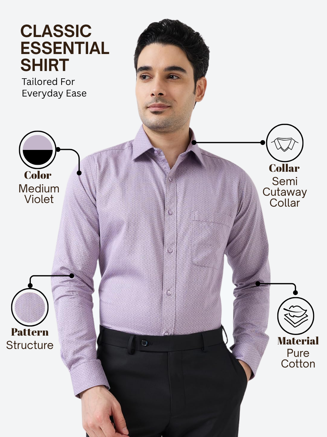 Raymond Men Purple Slim Fit Structure Formal Shirt