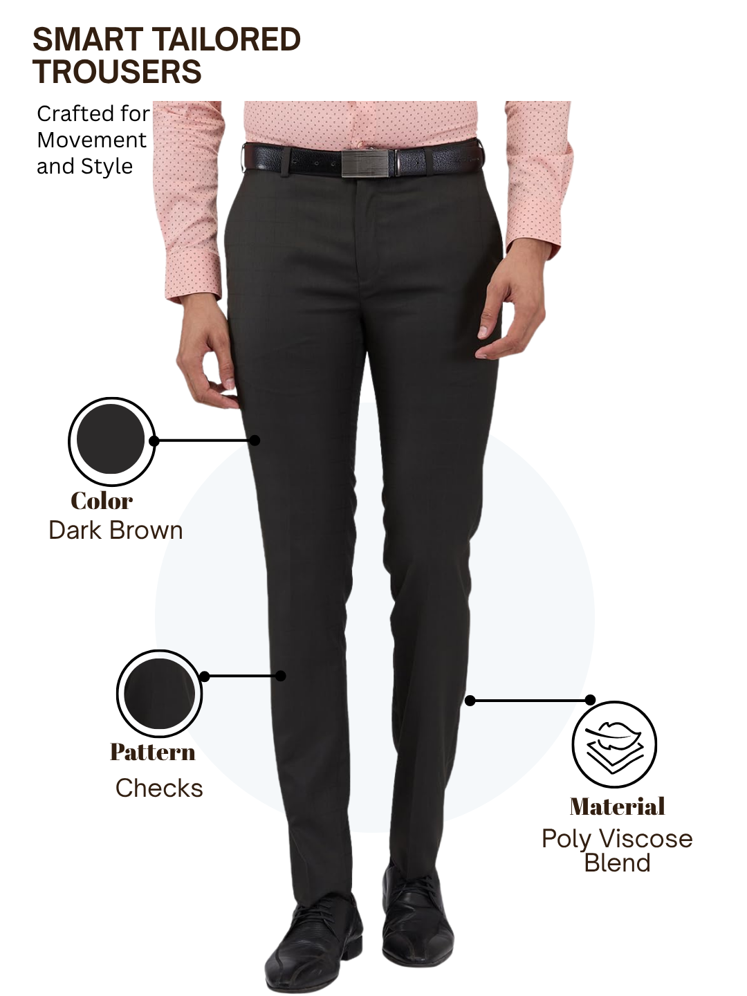 Raymond Men Brown Slim Fit Checks Trouser
