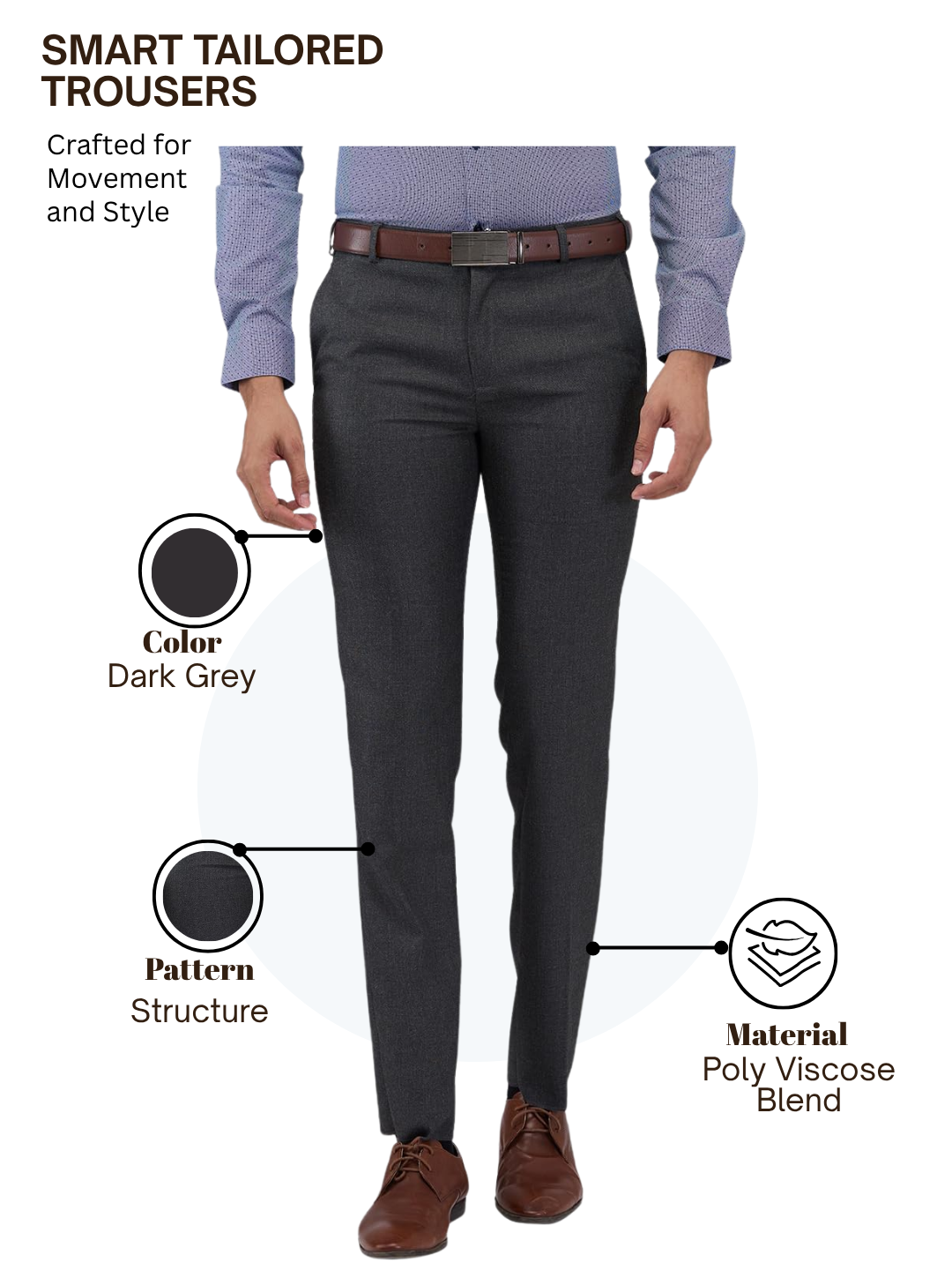 Raymond Men Grey Slim Fit Structure Trouser