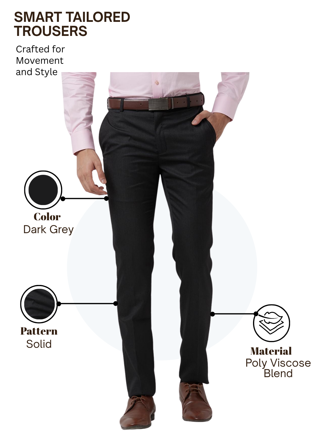 Raymond Men Grey Slim Fit Solid Trouser