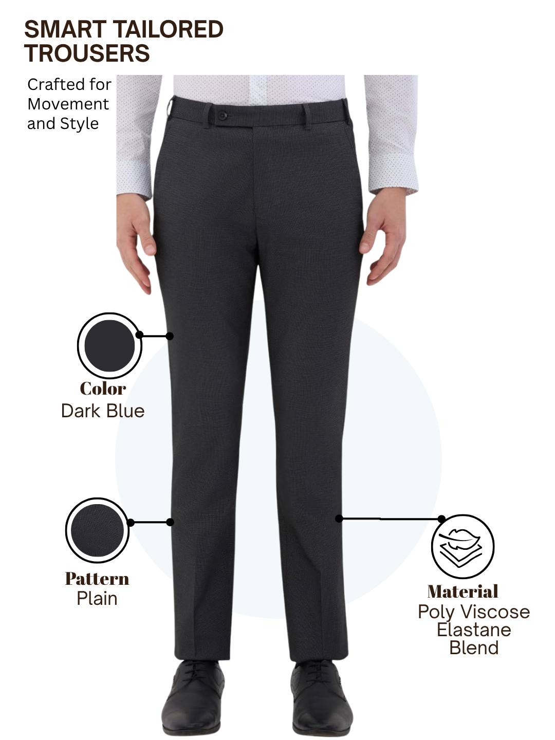 Park Avenue Men Blue Super Slim Fit Plain Trouser