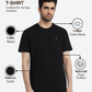 Raymond Men Black Regular Fit Solid Crew Neck Collar T-Shirt