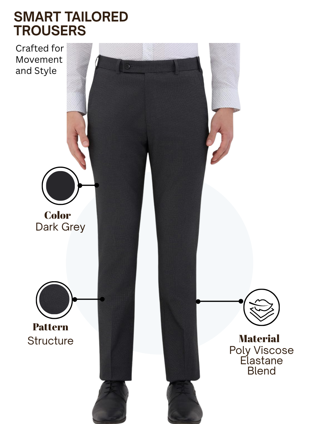Park Avenue Men Grey Super Slim Fit Structure Trouser
