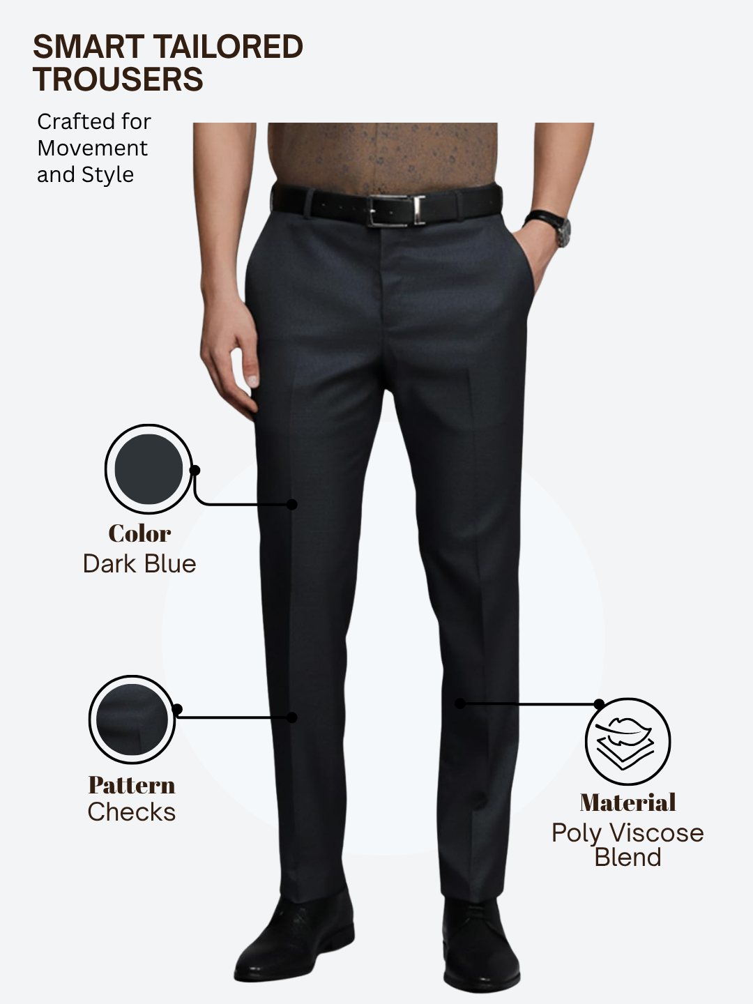 Raymond Men Blue Slim Fit Checks Trouser