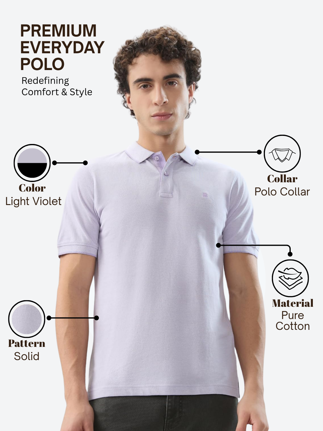 Raymond Men Purple Modern Fit Solid Polo Neck Collar T-shirt