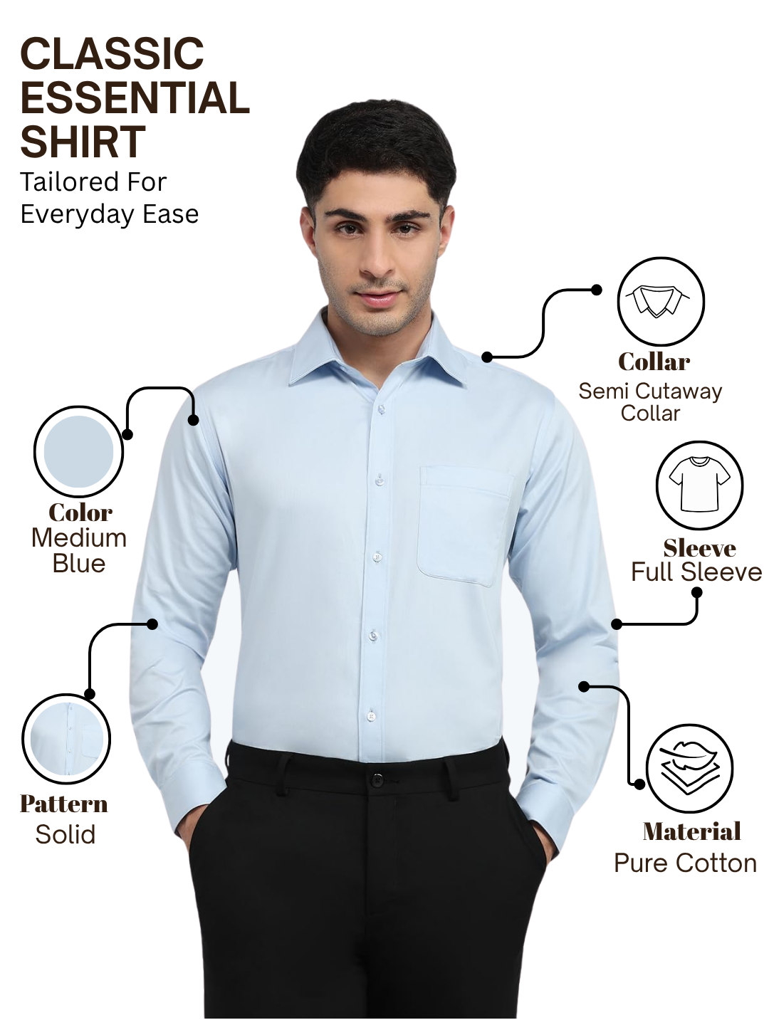 Raymond Men Blue Slim Fit Solid Formal Shirt