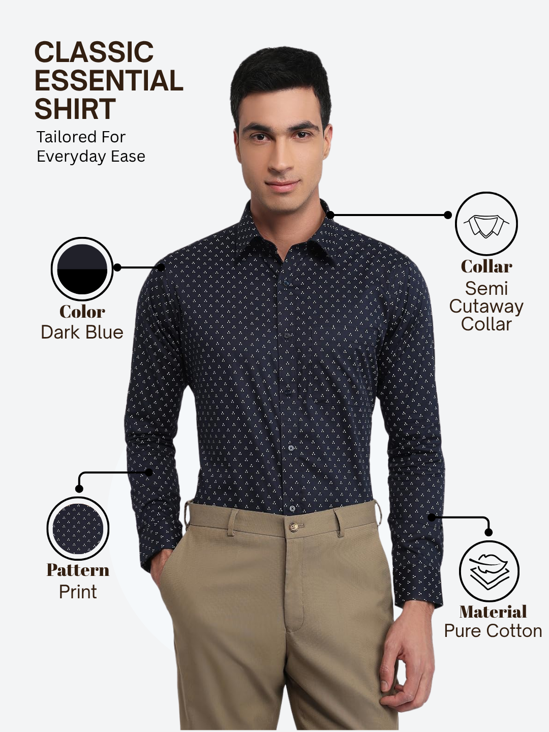 Raymond Men Blue Slim Fit Print Formal Shirt