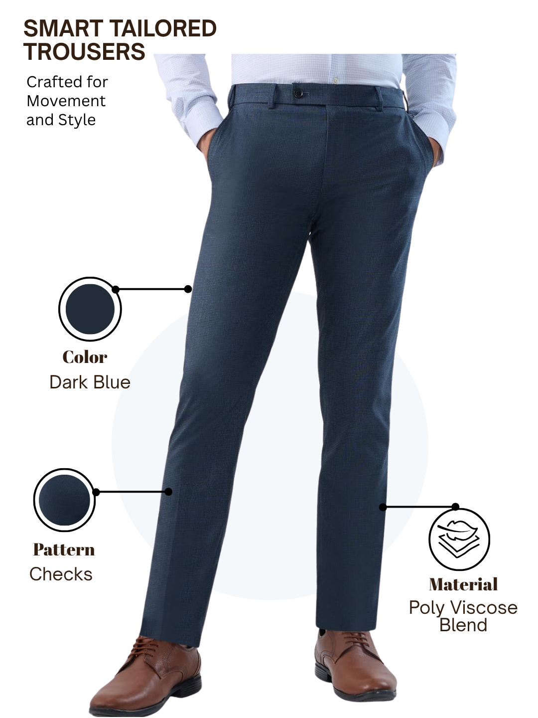Raymond Men Blue Slim Fit Checks Trouser