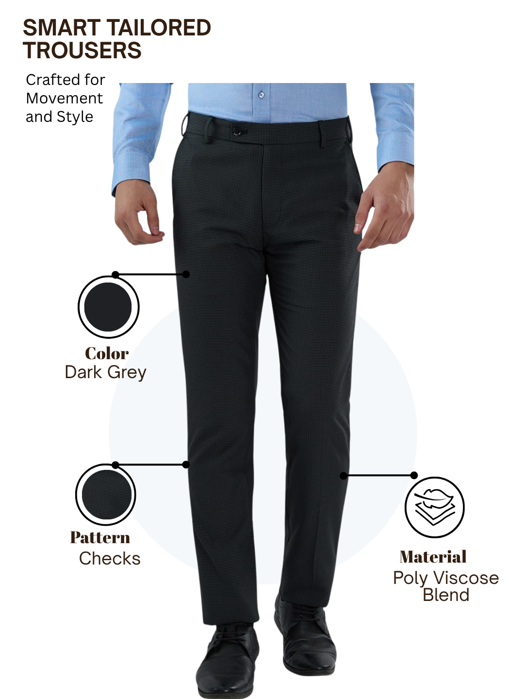 Raymond Men Grey Slim Fit Checks Trouser