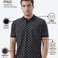 Park Avenue Men Black Slim Fit Print Polo Neck Collar T-shirt