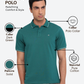 Raymond Men Green Modern Fit Solid Polo Neck Collar T-shirt