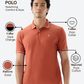 Raymond Men Orange Modern Fit Solid Polo Neck Collar T-shirt
