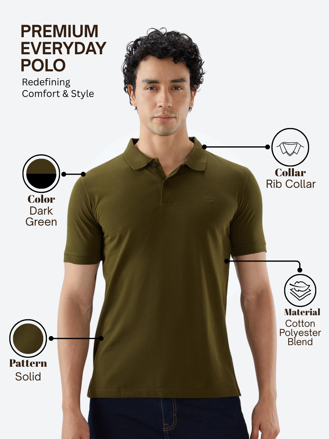 Park Avenue Men Green Slim Fit Solid Polo Neck Collar T-shirt