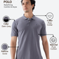 Raymond Men Grey Modern Fit Solid Polo Neck Collar T-shirt