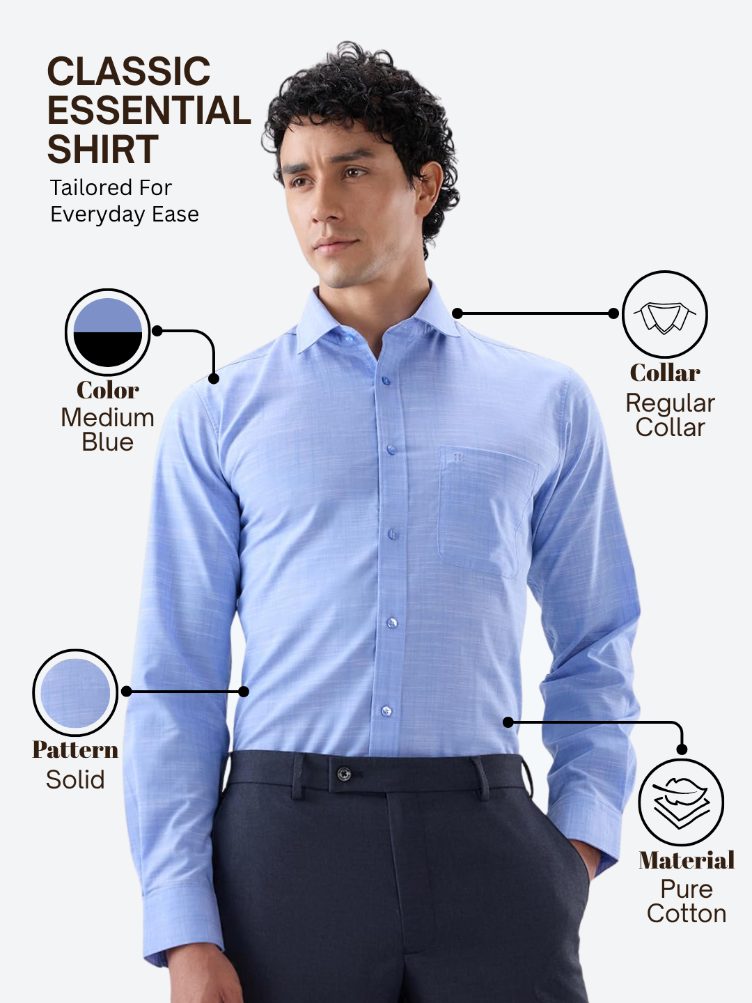 Raymond Men Blue Slim Fit Solid Casual Shirt