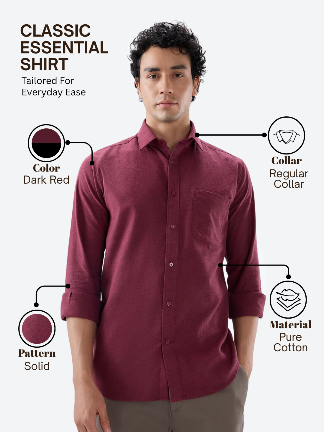 Raymond Men Red Slim Fit Solid Casual Shirt