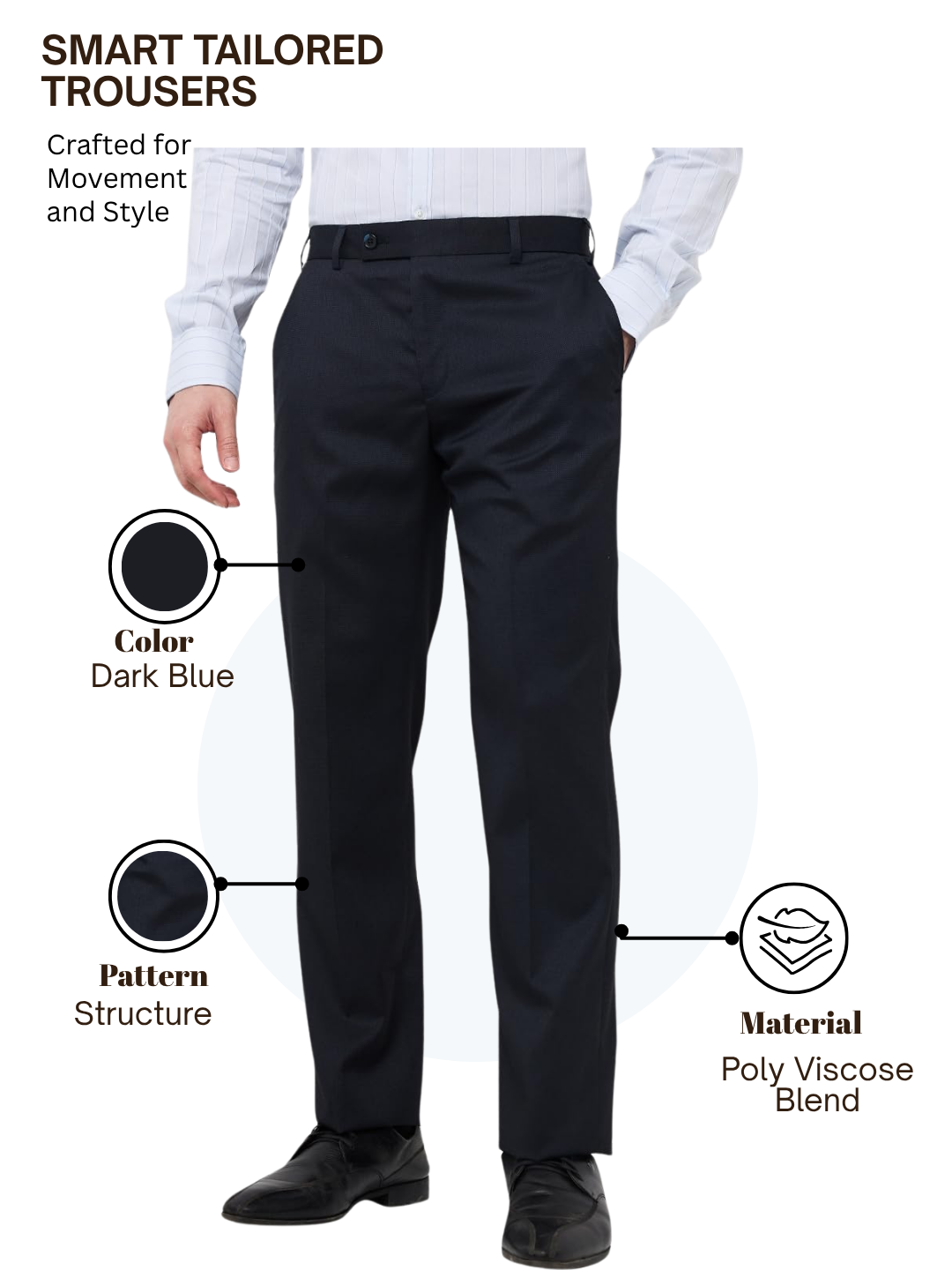 Park Avenue Men Blue Regular Fit Structure Trouser