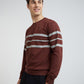 Men Brown Tailored Fit Stripe Cotton Full Sleeve Round Collar Sweatshirts