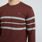 Men Brown Tailored Fit Stripe Cotton Full Sleeve Round Collar Sweatshirts