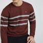 Men Brown Tailored Fit Stripe Cotton Full Sleeve Round Collar Sweatshirts