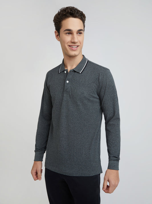 Colorplus Men Grey Regular Fit Solid Polo Neck Collar T-Shirt