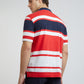 Men Red Tailored Fit Stripe Cotton Half Sleeve Round Neck Collar Polo T-Shirt