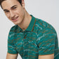 Colorplus Green Printed Regular Fit Cotton T-Shirt