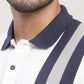 Colorplus Men White Striped Regular Fit Half Sleeve Polo Neck T-Shirt