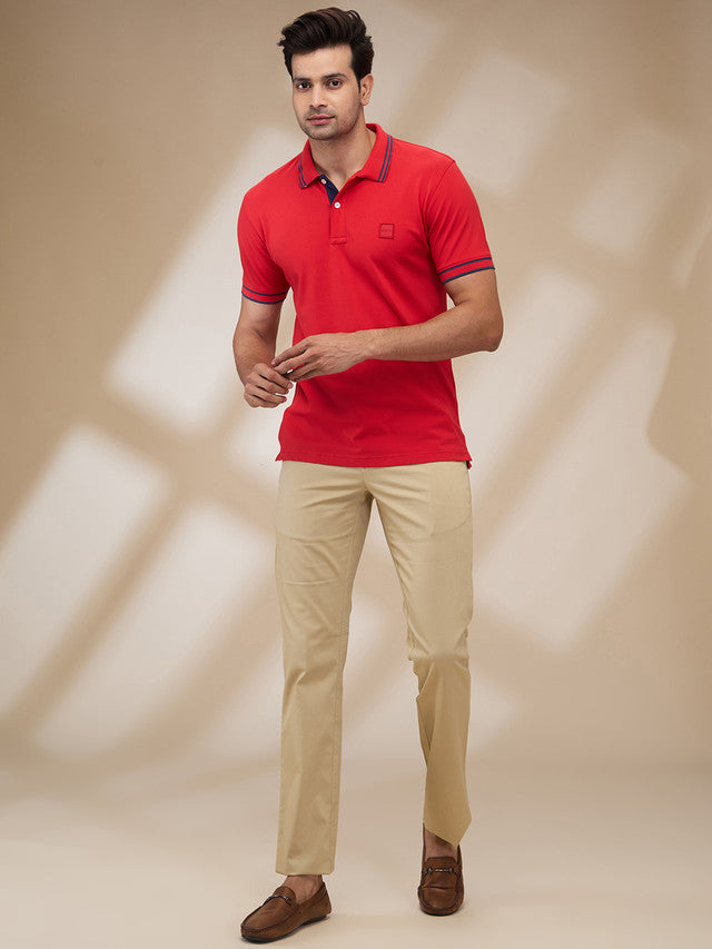 Colorplus Men Red Solid Regular Fit Cotton Blend T-Shirt – MyRaymond