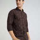 Men Brown Contemporary Fit Print Cotton Full Sleeve Shirts