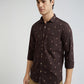 Men Brown Contemporary Fit Print Cotton Full Sleeve Shirts