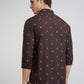 Men Brown Contemporary Fit Print Cotton Full Sleeve Shirts