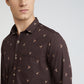 Men Brown Contemporary Fit Print Cotton Full Sleeve Shirts