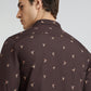 Men Brown Contemporary Fit Print Cotton Full Sleeve Shirts