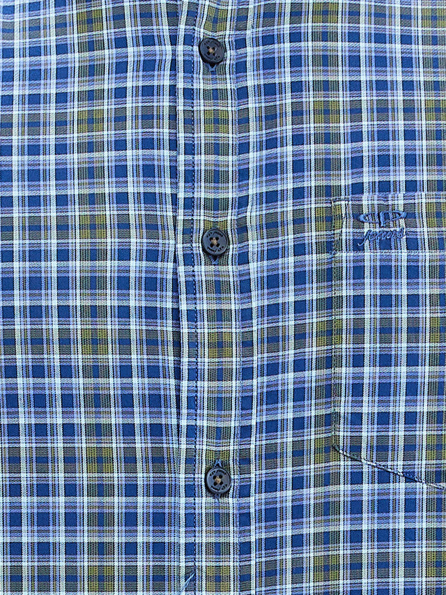 Colorplus Blue Checks Slim Fit Cotton Casual Shirt