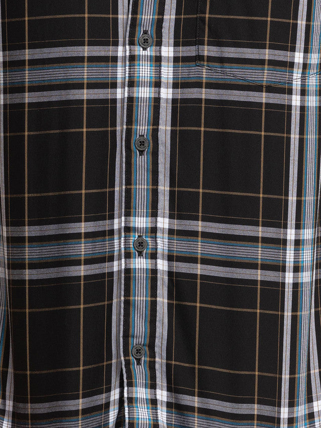 Colorplus Black Checks Tailored Fit Cotton Casual Shirt