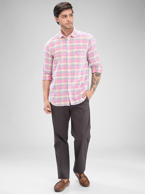 【KOOLOSET】Magenta Check Shirt Chloé - Girls Magenta Pink Embroidered Cotton T-Shirt