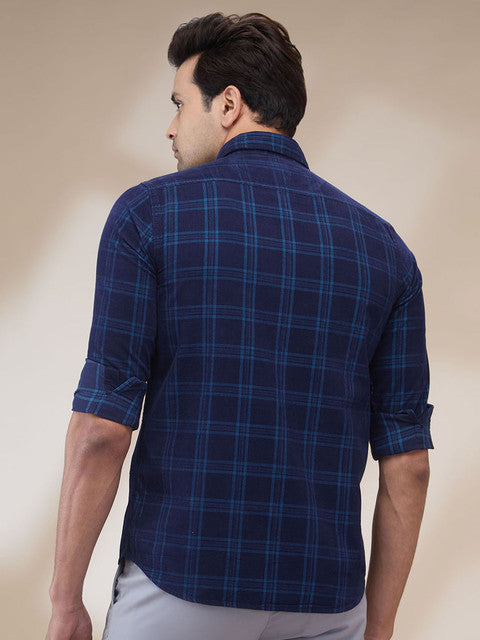 Colorplus Men Blue Regular Fit Checks Casual Shirt