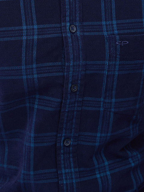 Colorplus Men Blue Regular Fit Checks Casual Shirt