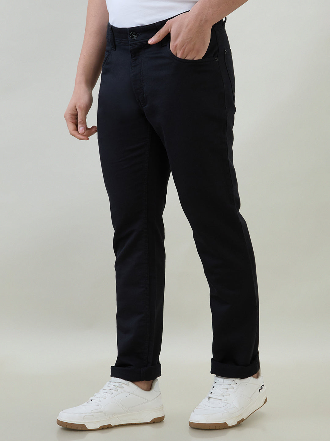 Colorplus Men Black Regular Fit Dobby Trouser – MyRaymond