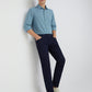 Men Blue Tapered Fit Warp Chambray Cotton Blend Jeans