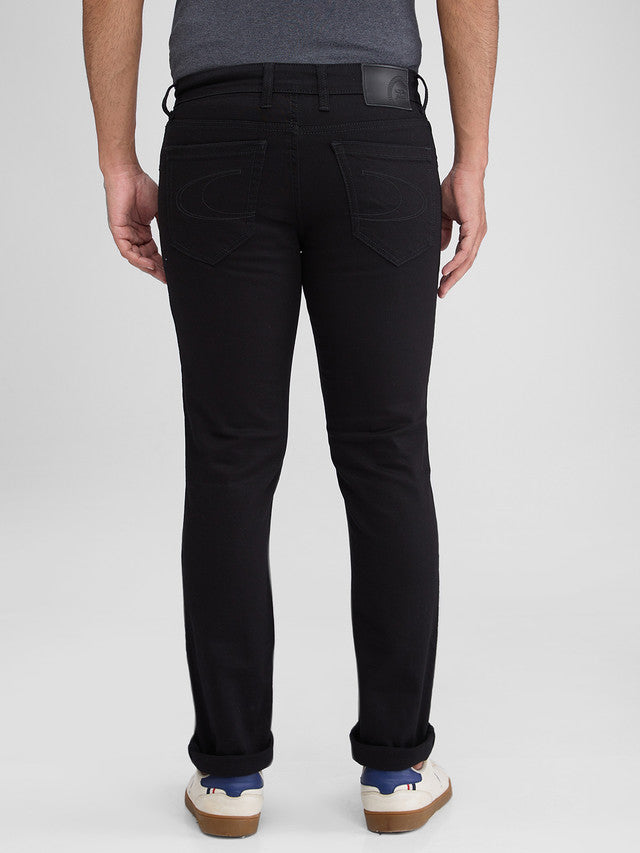 Colorplus Black Solid Mid Rise Slim Fit Cotton Blend Jeans